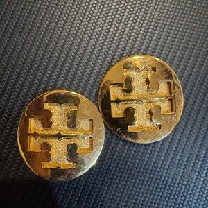 Tory Burch Shiny Gold Emblem Studs